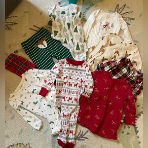 Christmas 12 month little girl Jammies and dresses set, carters, old navy